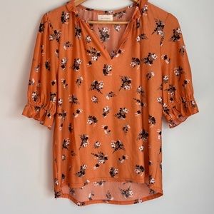 Orange Floral Blouse